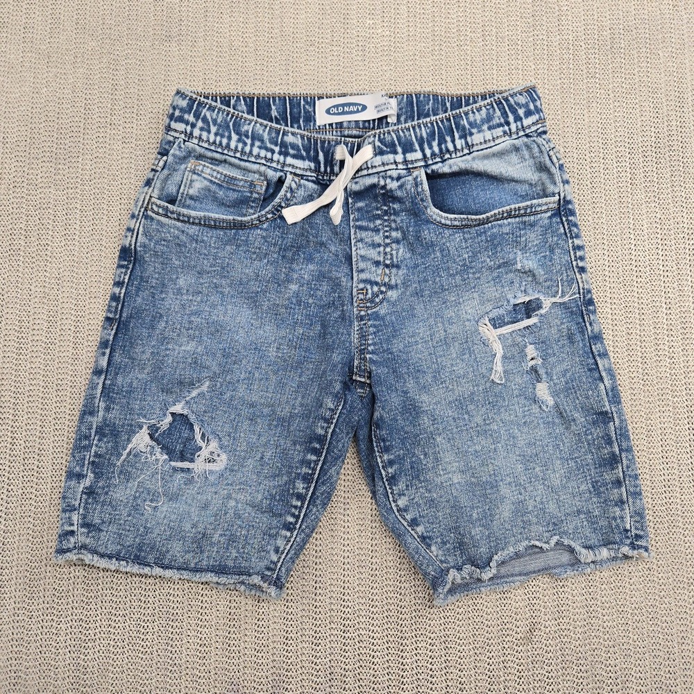 Old Navy Shorts Boys Medium 8 Blue Karate Built-In Flex Max Denim Distressed